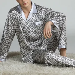 Mens Stain Silk Pajama Sets Pajamas Men Sleepwear Modern Style Silk Nightgown Home Male Satin Soft Cozy Sleeping