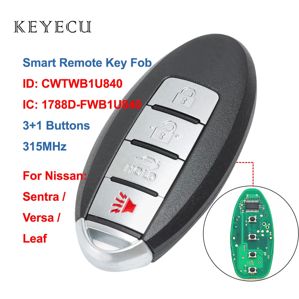 Keyecu CWTWB1U840 умный Автомобильный Брелок дистанционного управления с ключом 4 кнопки
