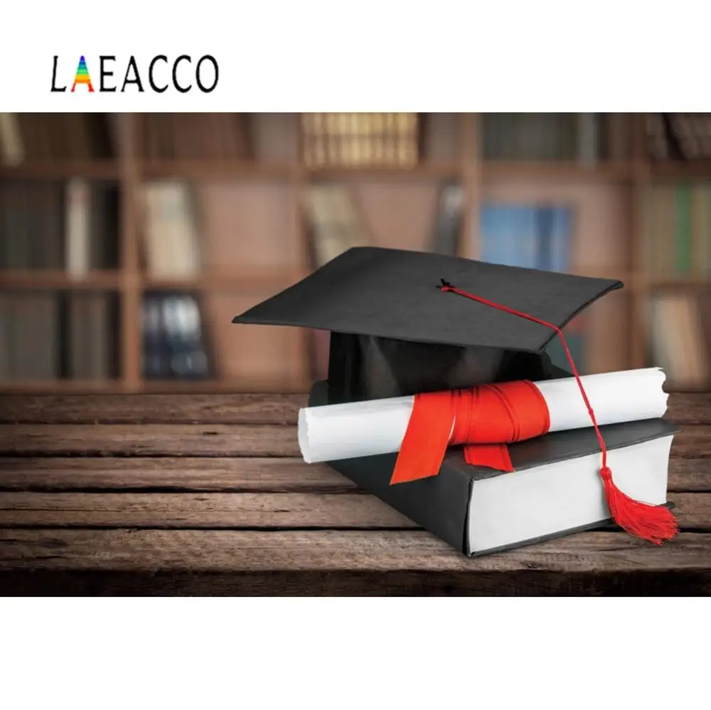 Laeacco Vinyl Background For Photography Wooden Bookshelf Board Grade Bachelor Cap Baby Newborn Portrait Backdrop | Электроника