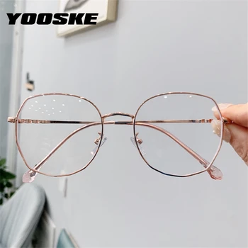 

YOOSKE Transparent Glasses Frames Women Retro Oversized Optical Eyeglasses Female Fashion Irregular Metal Myopia Frame