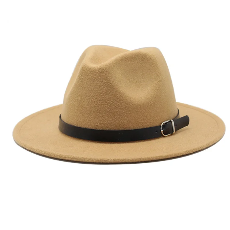 

New High Quality Winter Autumn Imitation Woolen Women Men Ladies Fedoras Top Jazz Hat European American Round Caps Bowler Hats
