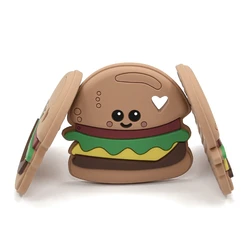 Anneau de dentition en Silicone pour bébé, 1 pièce, perles Hamburger, jouets de dentition, sans Bpa, qualité alimentaire, soins, DIY, chaîne de sucette, accessoires 