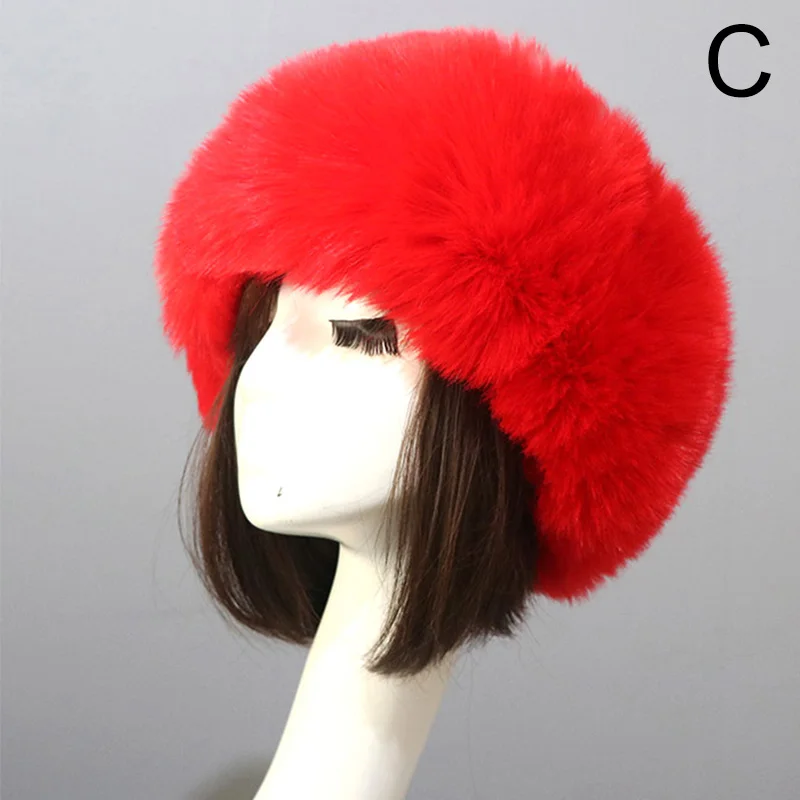 Women Faux Fur Cap Fashion Casual Solid Winter Warm Comfortable Female Short Plush Hairband Empty Top Hat Outdoor Ski Hats mens fur bomber hat