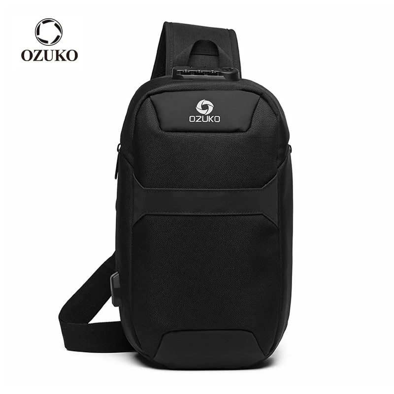 OZUKO Men Multifunction Anti-theft Chest Pack USB ChargingCrossbody Shoulder Bag 