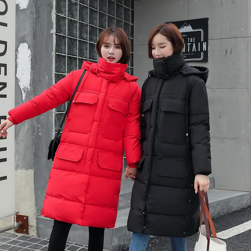 

2019 Winter Korean-style New Style Cotton-padded Clothes Women's Long over-the-Knee Thick down Jacket Cotton-padded Clothes Wome