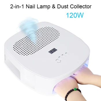 

120W 2 In 1 UV LED Nail Lamp With 2 Fans Nail Dust Collector Manicure Machine Vacuum Cleaner 42LED Beads Nail Dryer nail Tool
