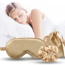 

New multi-color optional Imitated Silk Sleep three-piece silk eye mask cloth bag Eye Cover Patch Bandage Valentines Day Gifts