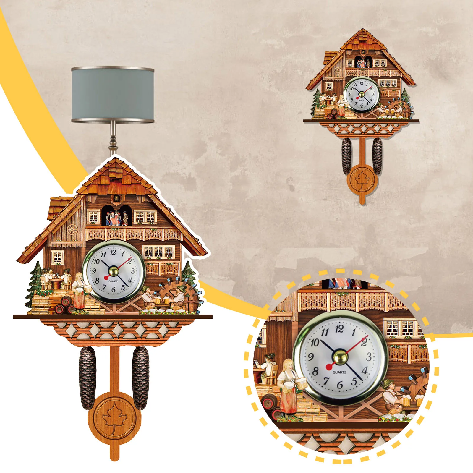Cuckoo Clock German Black Forest Wooden Vintage Nordic Style Wall Alarm for Living Room Home Decoration Accessory | Дом и сад