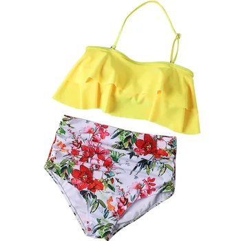 

Plus Size Ruffles Sexy Women Bikini Set Mujer Floral Printed Swimsuit Push Up High Waist Bikini Biquinis Brazilian Swimwear