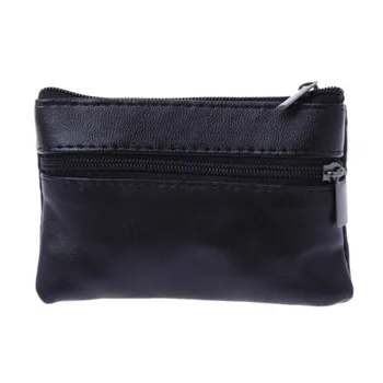 

Men Women Card Coin Key Soft Holder Zip Leather Wallet Pouch Bag Purse Gift New Fashion Black Mini Coin Holders