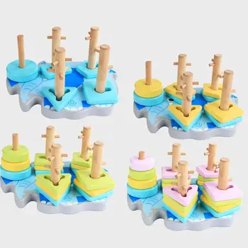 

Cylindrical Elephant Wooden Candy Colored Geometric Shape Toy