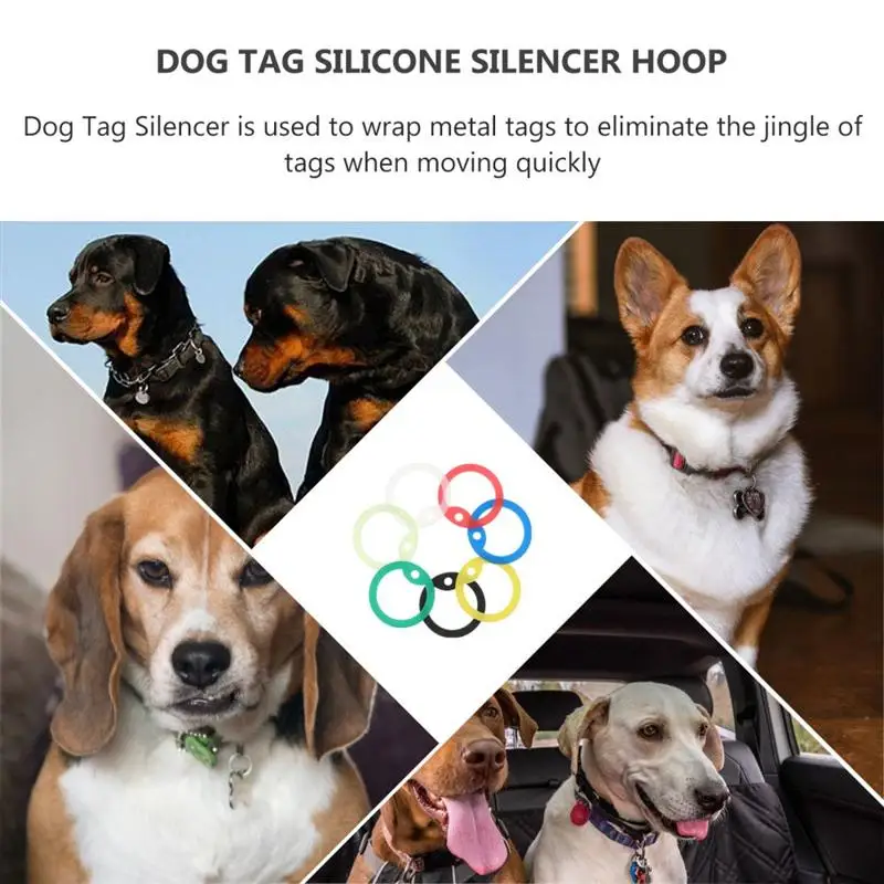 15/20/10/12/14/16/4/2 Pcs Dogtag Silencer Professional Pet ID Tag Silicone Silencers Soft Mute Circle Tag Ring For Pet Dog Cat
