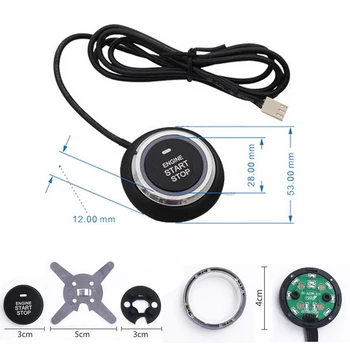 

12V Car Start Stop Button Engine Start Button Alarm Universal RFID Dark Lock AntiTheft Device Keyless System Door Tactile Button
