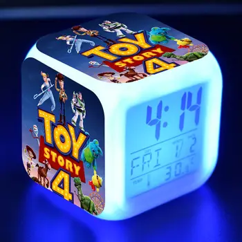 

LED Alarm CLock Colorful Flash Touch Light Temperature Toy Story 4 Woody Buzz lightyear Anime Figure Light-up Toys