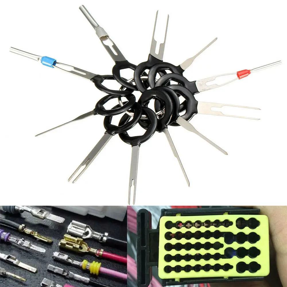 Car Terminal Removal Tool Electrical Wiring Crimp Connector Pin Extractor Kit 11pcs Car Electrico Repair Hand Tools terminal removal kit car terminal extractor car repair tool terminal removal tool car terminal puller electrical connector pin removal kit