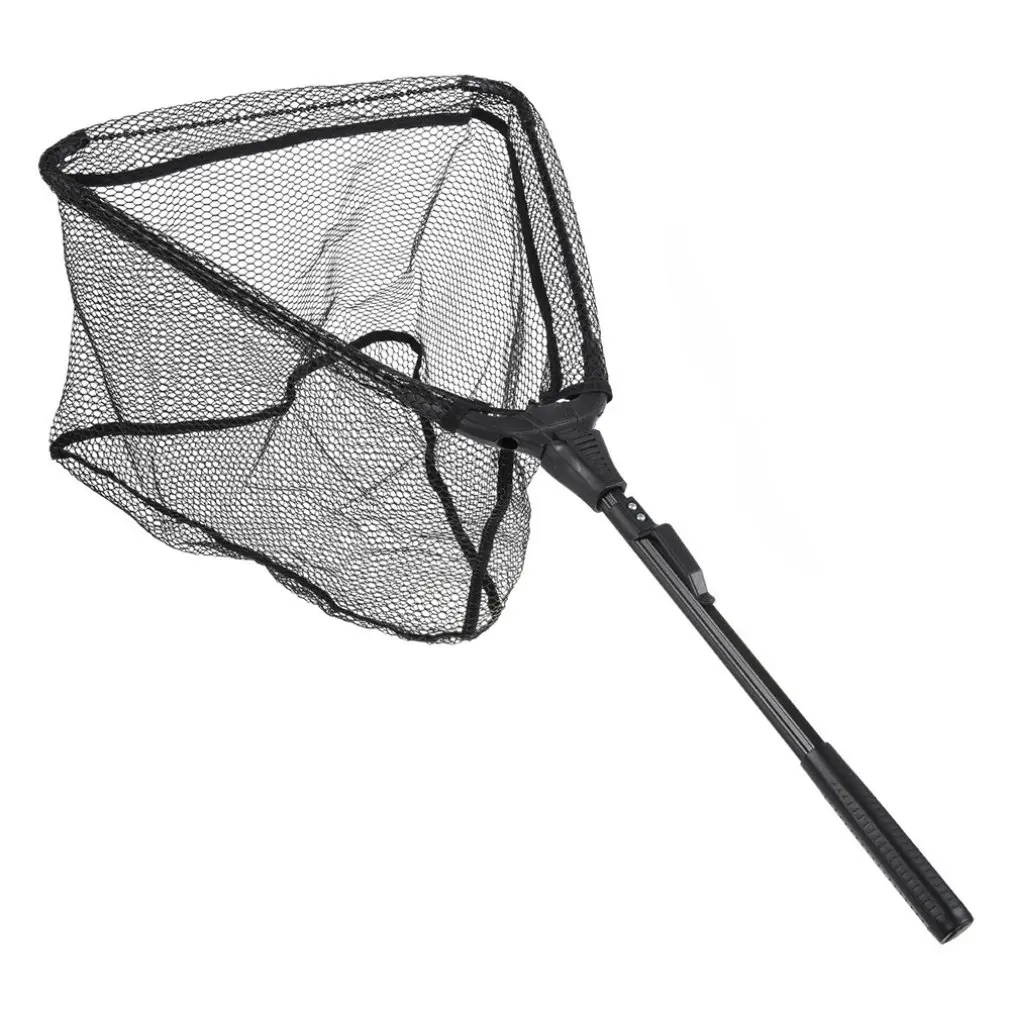 

1pcs Folding Fishing Brail Net Black Single Section Triangle Dip Net Telescopic Fishing Landing Net Scoop Net