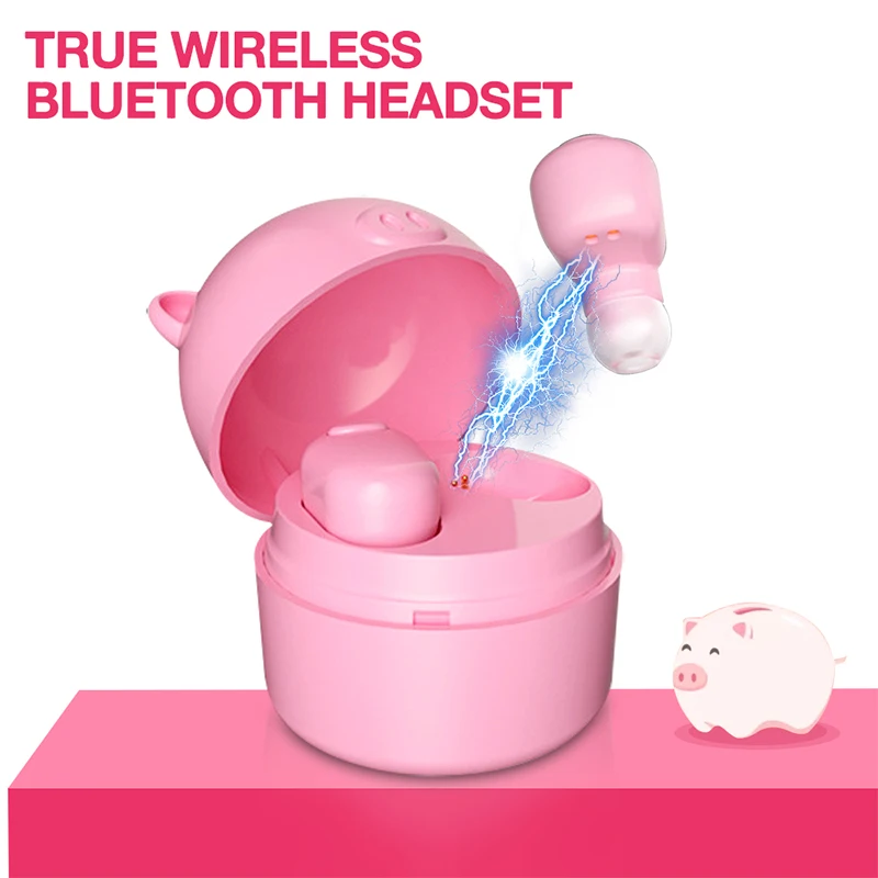Bluetooth Earbuds S620 tws Wireless In Ear Sports Mini Cartoon Pig Bluetooth Headset with Charging Case for iPhone Xiaomi Phones