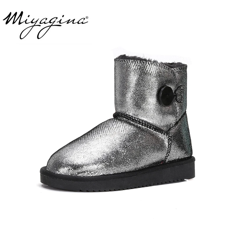 

MIYAGINA Australia Women Snow Boots 100% Genuine Cowhide Leather Ankle Boots Warm Winter Boots Woman shoes large size 35-44
