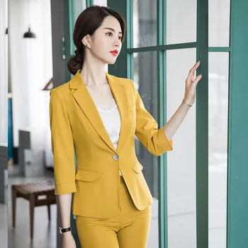 

2020 Summer New Style Half-sleeve Blazer Pants Suit Korean-style Fashion Slim Fit Business Set