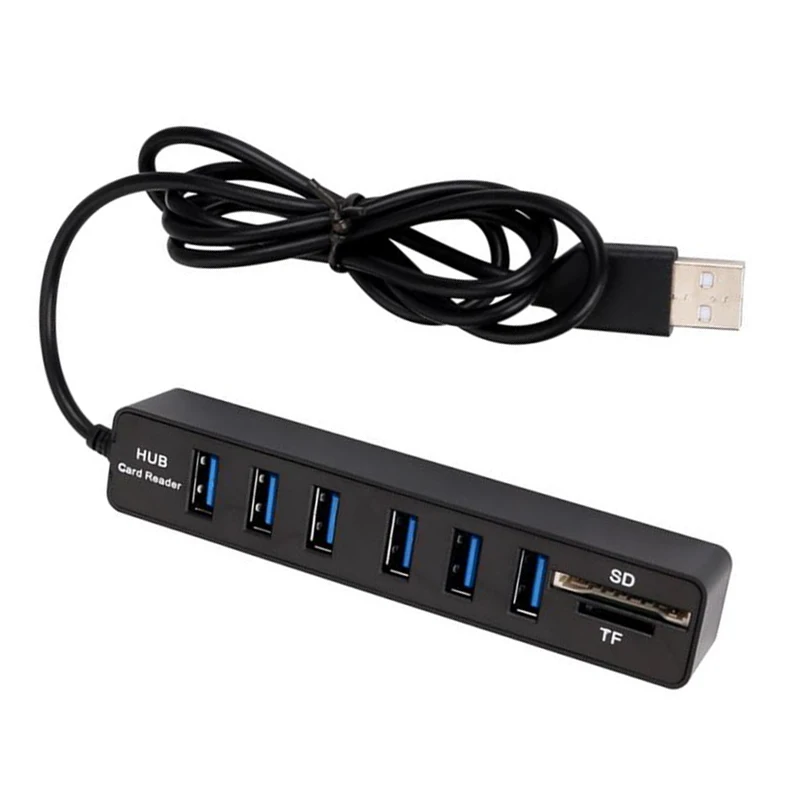 Powstro 6 портов USB концентратор 2,0 высокоскоростной разветвитель TF SD Кардридер Все в одном для ПК Компьютерные аксессуары USB 2,0 концентратор USB