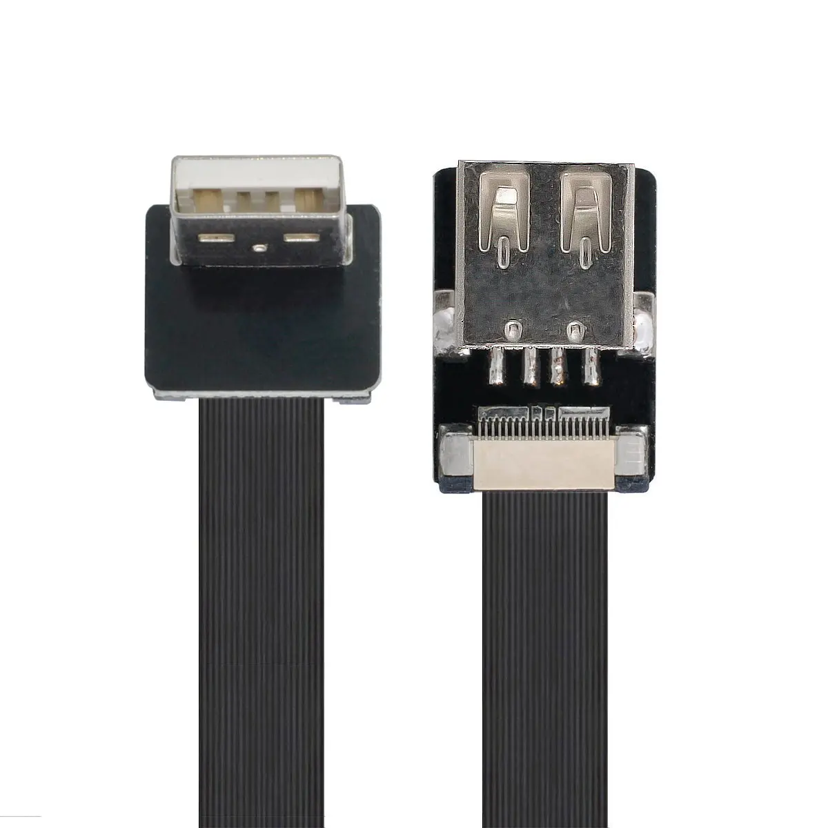 

CY Up Angled USB 2.0 Type-A Male to Female Extension Data Flat Slim FPC Cable for FPV & Disk & Scanner & Printer