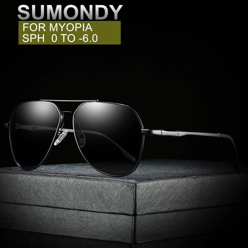 SUMONDY Diopter 0 to 6 UV400 or Polarized Myopia Sunglasses Glasses