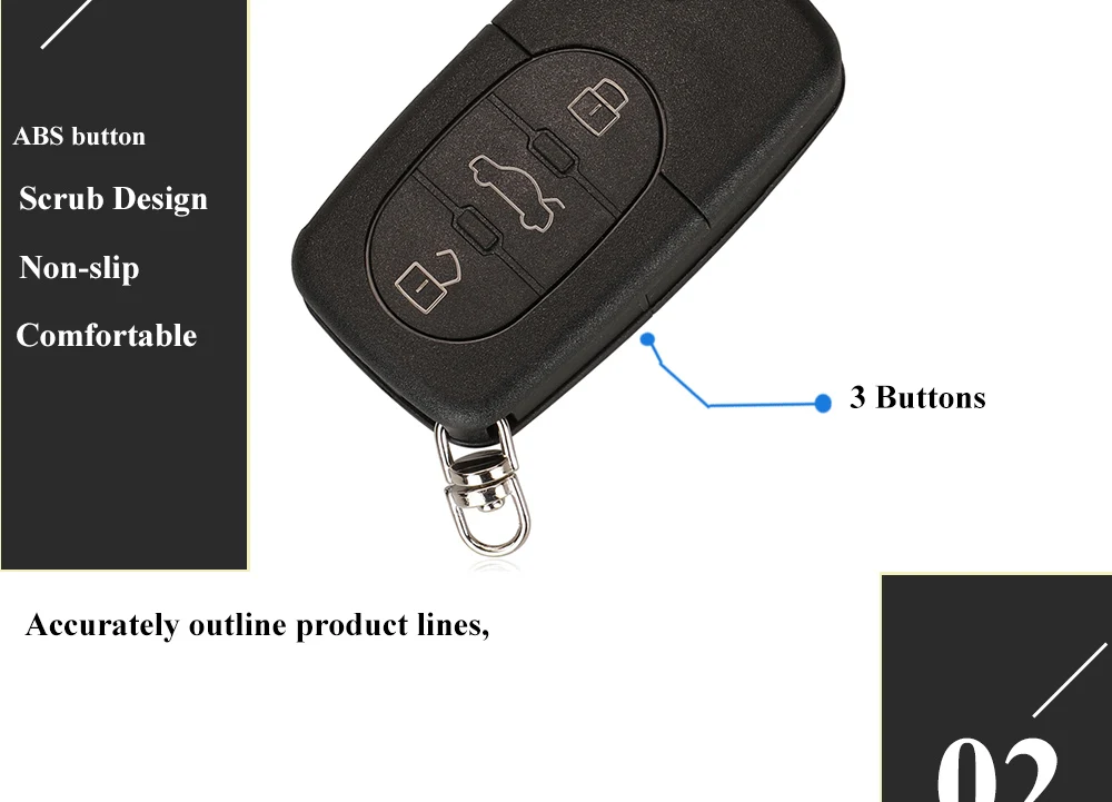 Keyforkess 5pcs Key Switch chiave interruttore remoto per Audi A3 A4 A6 A8 TT RS4 Quattro vecchi modelli 433Mhz ID48 Chip Flip Fob - Hb2462b47228b4e039da16247b895293eG