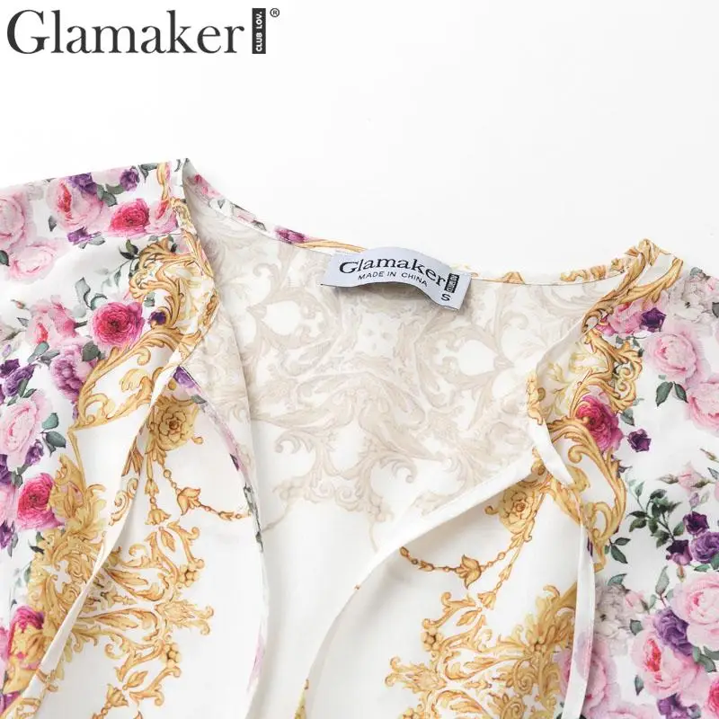 Glamaker, сексуальное элегантное платье в стиле бохо с цветочным принтом, женское длинное платье с рукавом-фонариком, женские летние вечерние пляжные платья макси festa