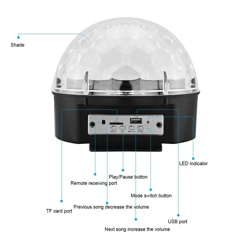 18 шт. светодиодный диско-свет MP3-плеер Bluetooth динамик диско шар лазерные Вечерние огни AC110-240V 9 цветов дистанционное управление DJ сценическая лампа