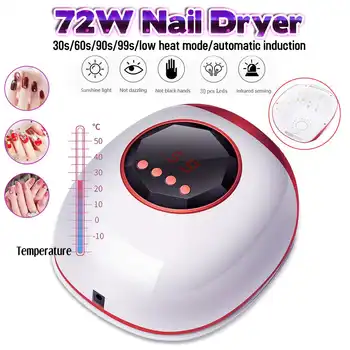 

72W UV Nail Lamp Dryer 30 LEDs Infrared Sensing 30s/60s/90s/99s Painless Mode Manicure US/EU Plug Energy-saving Low Power