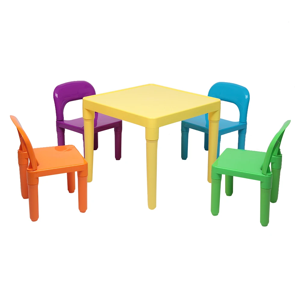 

Plastic Table And Chair for Children One Desk And Four Chairs Furniture Sets Dinner Kids Chair And Study Table Sets 50x50x46cm