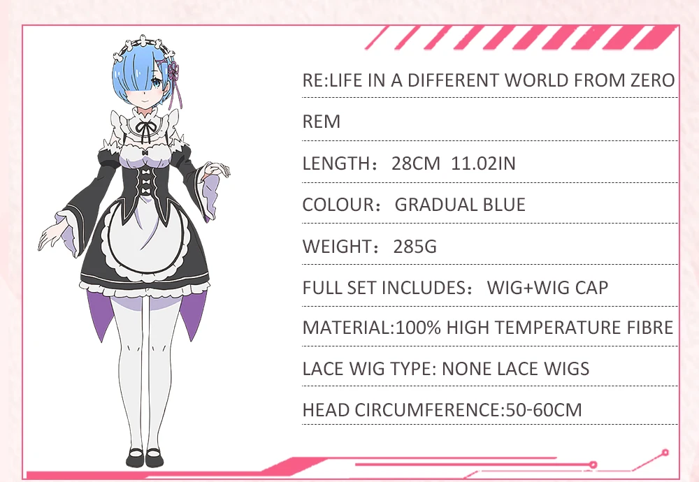 AniHut REM парик аниме Re: Zero начала жизни в другом мире термостойкие синтетические Синие Косплей волосы REM парик