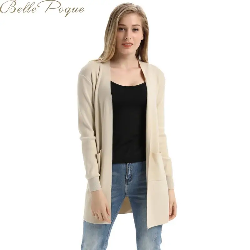 Belle Poque осень зима женский элегантный однотонный Вязаный Кардиган с длинным рукавом офисный женский свитер корейское Женское пальто