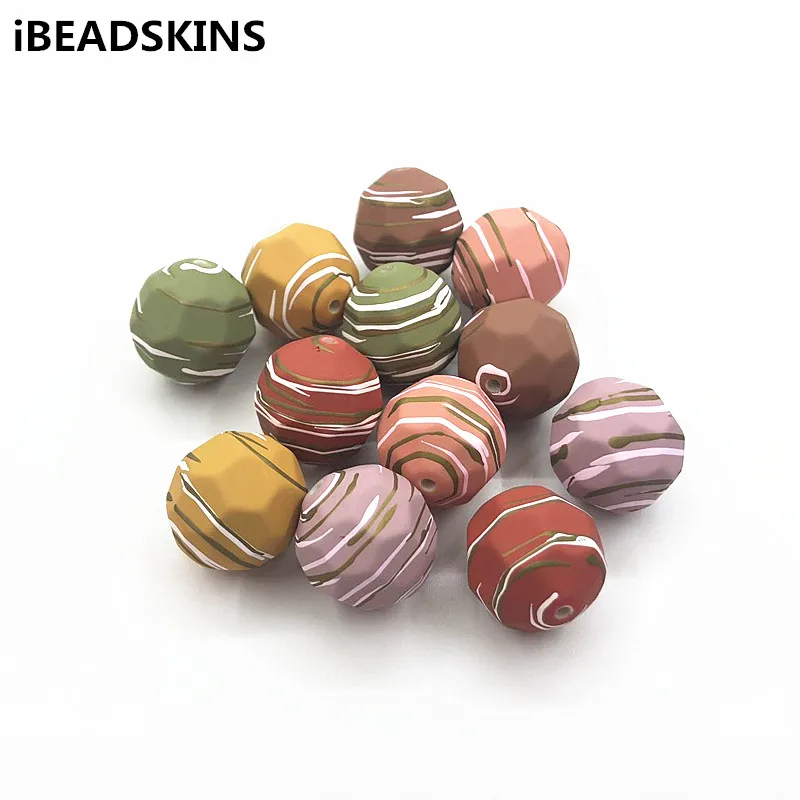 New arrival! 22mm 50pcs Matte Stripe Resin Faceted Beads for Earring accessories parts,Jewelry accessories Findings