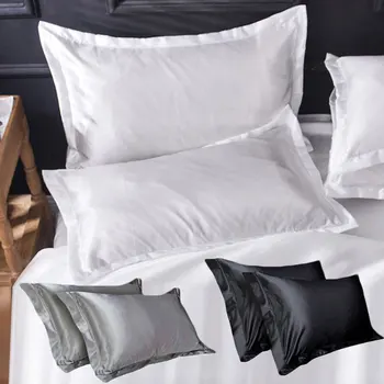 

Ice Silk Pillowcase Pure Color Washable Smooth Home White Black Grey Tencel Imitation Silk Satin Pillowcase Covers