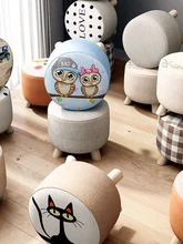 Petit tabouret à langer en bois massif, rond et créatif, en tissu, pour la maison, le salon, petit banc, chaise, canapé