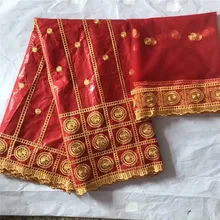 African Bazin Riche Lace Fabric New Design Embroidered High Quality French Tulle Lace With Guipure Lace Fabric KY12