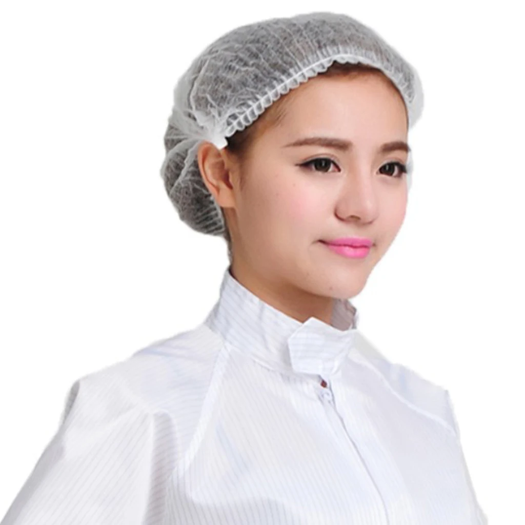 100Pcs Disposable Hair Caps Tanning Cap Catering Food Elasticated Hair Nets Non-woven Shower Caps Hair Salon Beauty Accessories