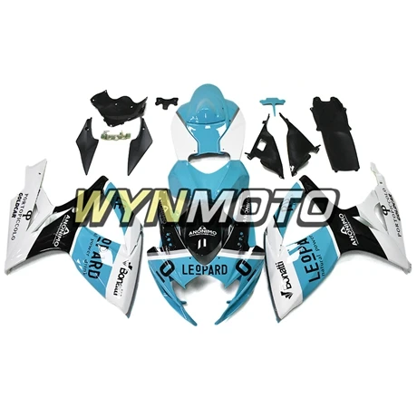 С леопардовым принтом гонки белого и синего цвета Sportbike корпуса для GSXR600 750 06 07 2006 2007 K6 впрыск АБС пластмасса Обтекатели на кузов капот
