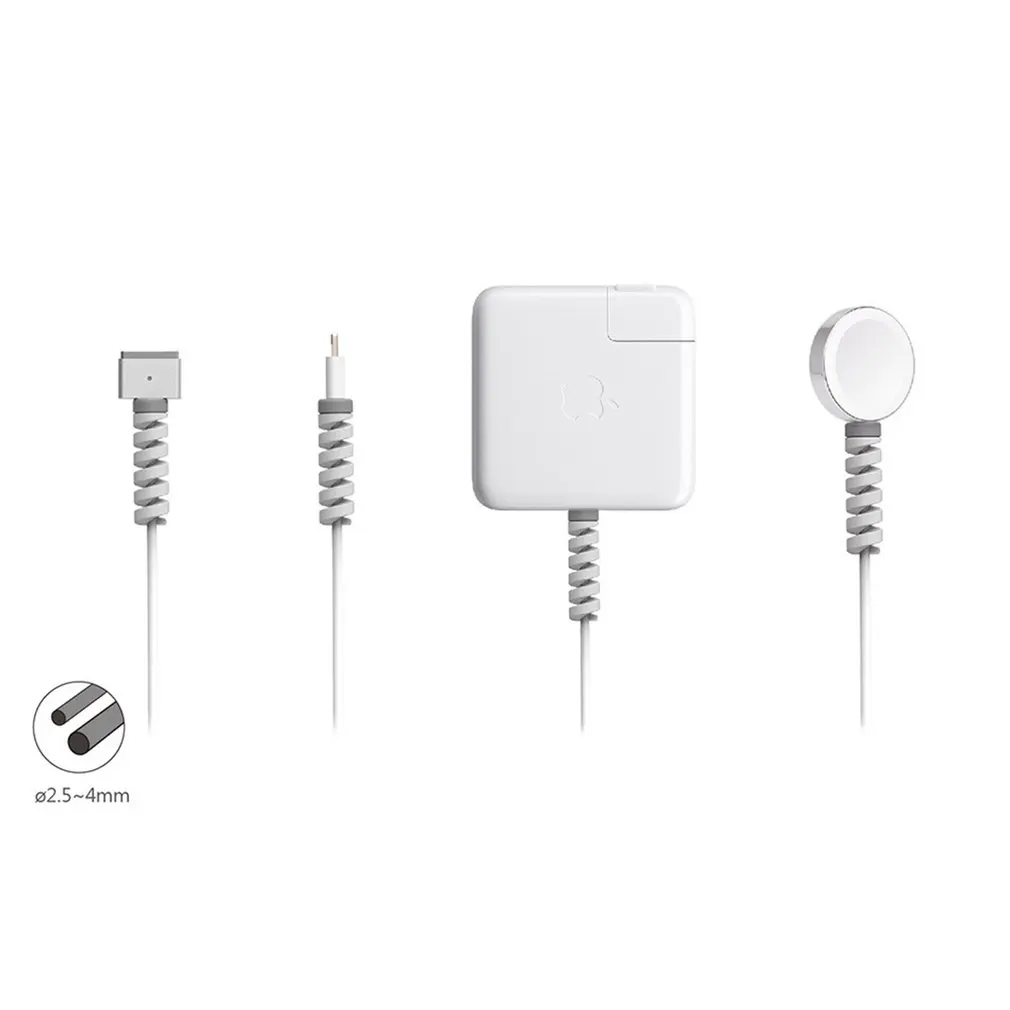 4pcs Data Cable Protector Spiral Protective Cover Silicone Mobile Phone Original Charging Cable Anti-fracture Cover