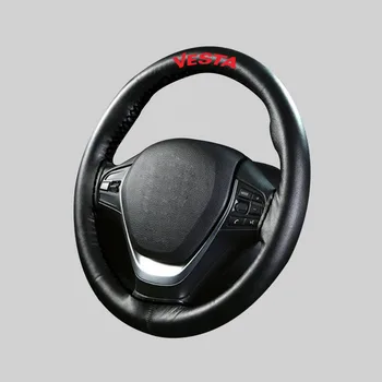 

FOR Lada Vesta Leather Steering Covers 38CM DIY Car Steering Wheel Cover Braid Design With Needle and Thread