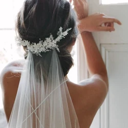 Fashion Off White Handmade Lace Wedding Veil 2 Meter 3 Meter Flowers Bridal Headdress Veu De Noiva voile Mariage Accessoirres