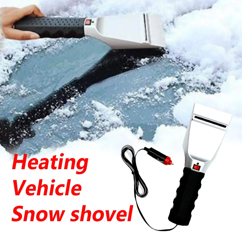 Heated Auto Electric Windshield Ice Scraper W/Flashlight Snow Melter Removal Car 
