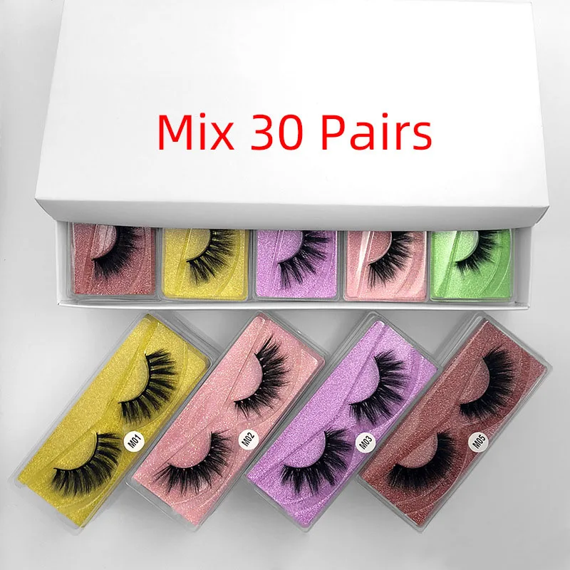 Atacado Cílios 40 50 100 Pçs 3d Vison Beleza Natural Pacote Postiços Maquiagem no Volume 20 - 30 29 Cílios postiços