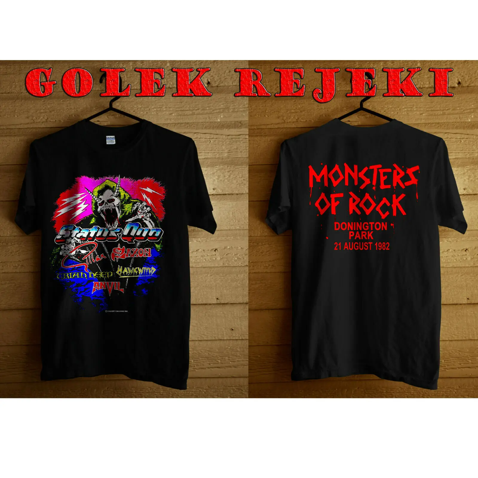 Новая футболка Shirtharajuku уличная рубашка Menmonsters Of Rock 1982 Status Quo и Saxon Concert Reprint | Мужская