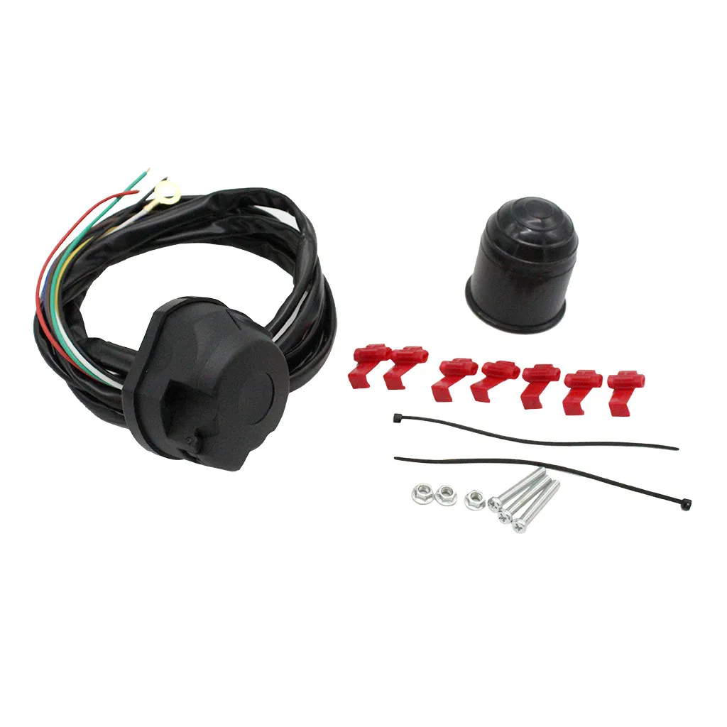 7 Poles Universal Trailer Cable Harness Adapters Plugs PVC material fastening screws wear resistance corrosion resistance 8X