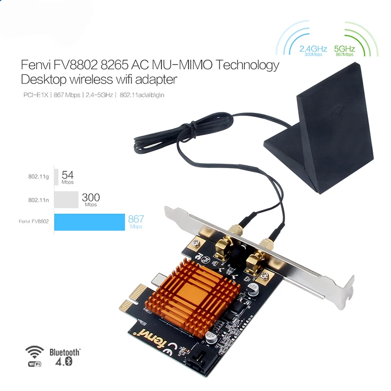 1200 Мбит/с двухдиапазонный PCI E сеть Wlan Беспроводной адаптер для рабочего стола