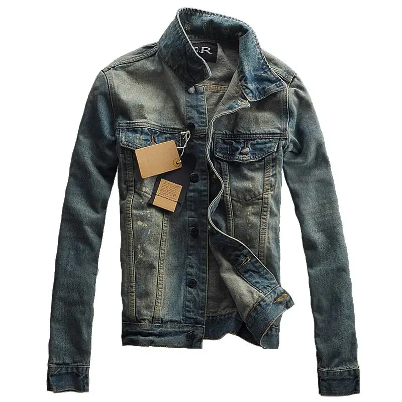 Осенне-зимняя мужская джинсовая куртка трендовая модная рваная джинсовая куртка мужская джинсовая куртка Верхняя одежда мужские ковбойские пальто