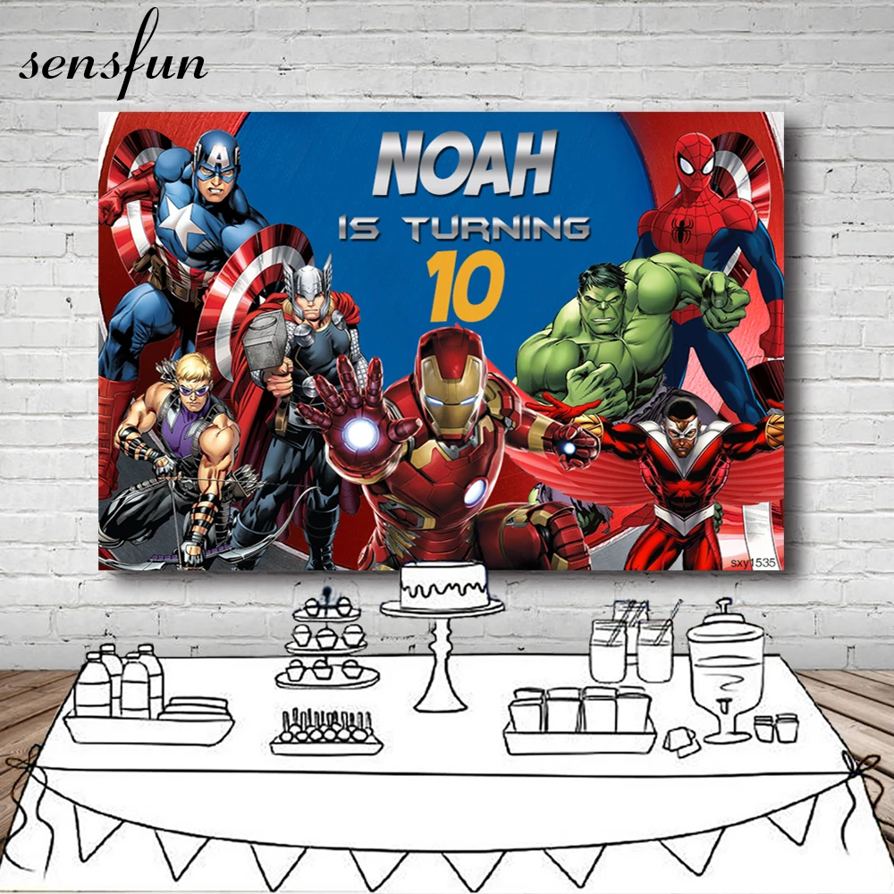 Sensfun 7x5ft комиксы супергерой Мстители фон для фотостудии мальчиков 1-й День рождения фотографии фон Индивидуальные