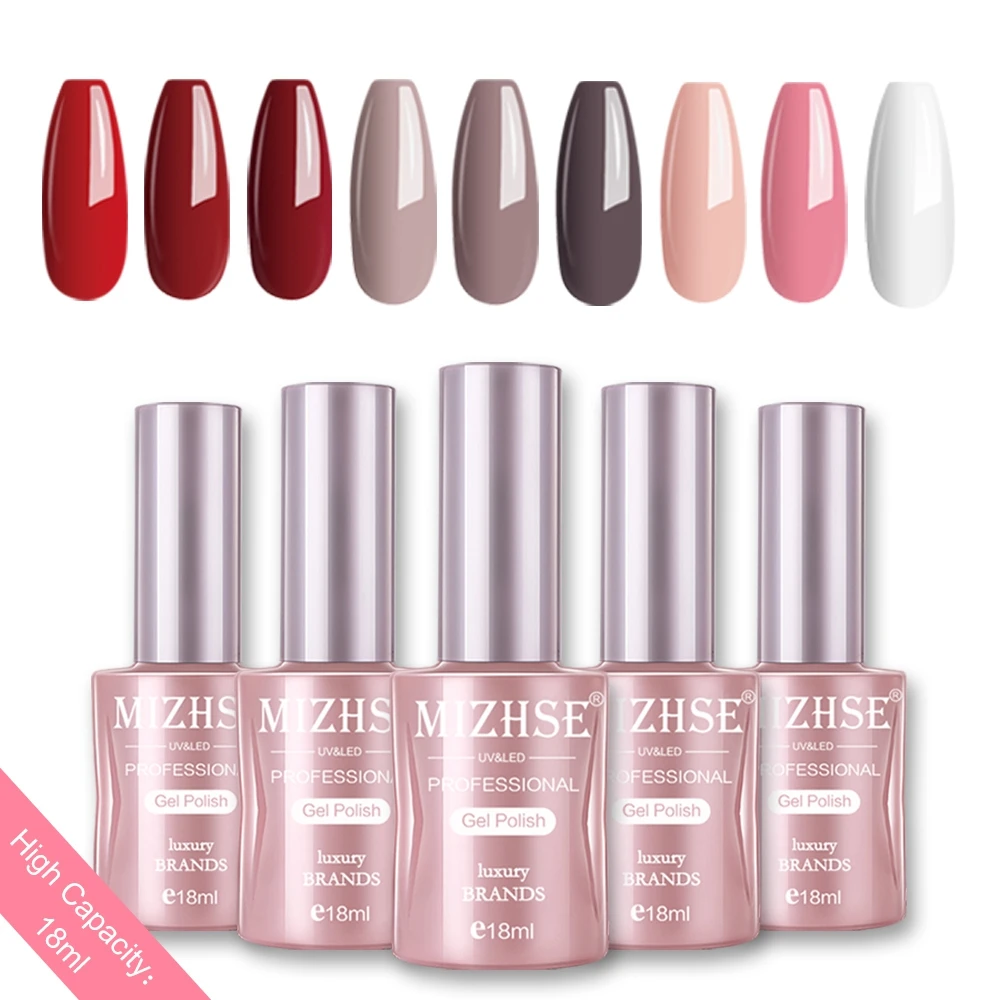 

MIZHSE 18ML Nail Gel Varnish Soak Off UV LED Nail Gel Pure Color Paint Gel Enamal For DIY Manicure Fashion Nail Art Design